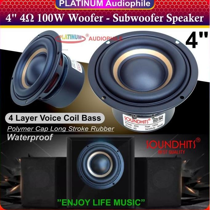 Speaker Subwoofer Woofer Speker Bass Midbass 4 inch 4 ohm 100W Soundhits SW-40TZF