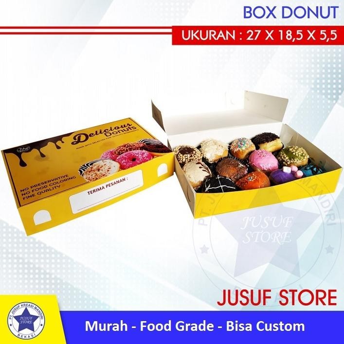 

Box Dus Donat Kuning Ukuran 27x18,5x5,5cm isi 25 pcs Nugi