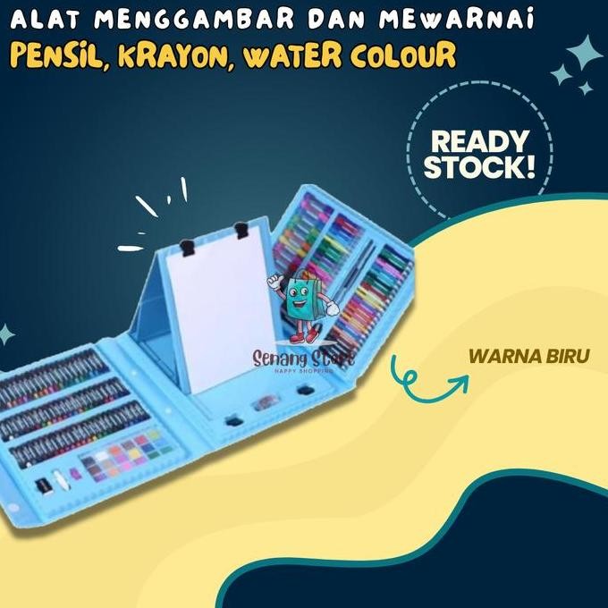 

Pensil Warna Crayon Set Isi 208PCS Lengkap Alat Menggambar Lukis Cat Air Art Painting Peralatan Sekolah Anak Premium Murah