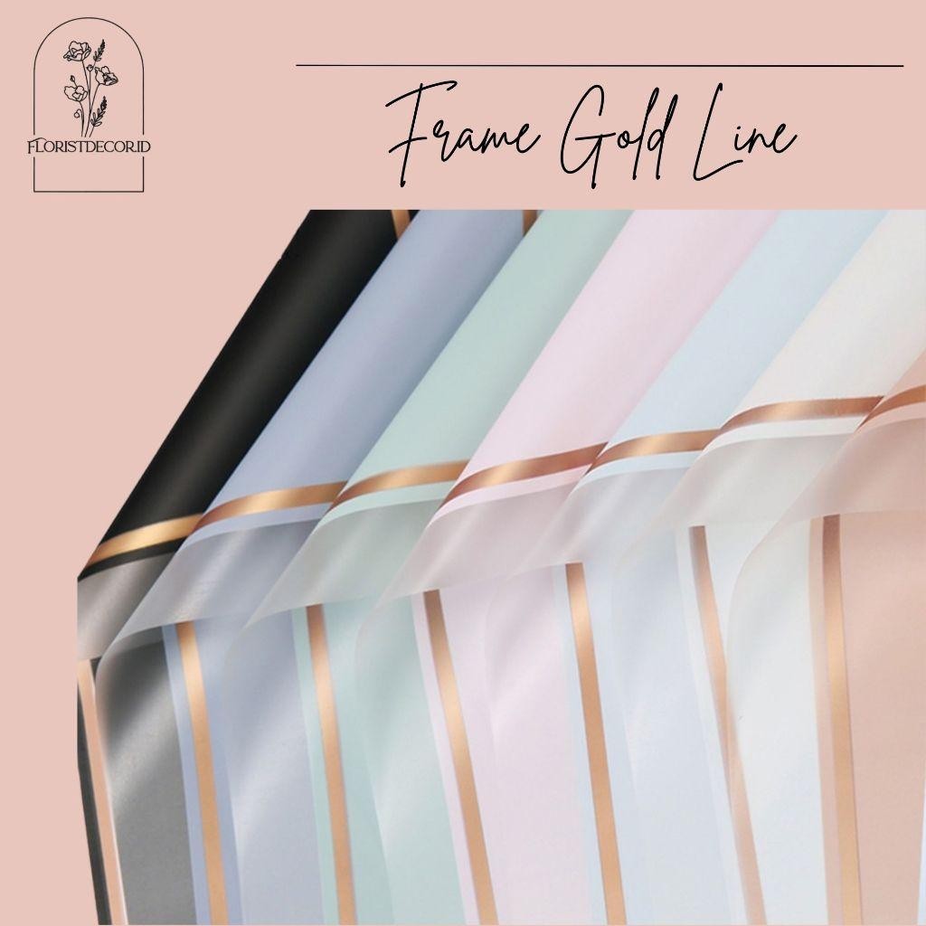 

Kkim Ecer Termurah Transparent Frame Gold Line Flower Wrapping Cellophane Waterproof Kertas Buket Bunga