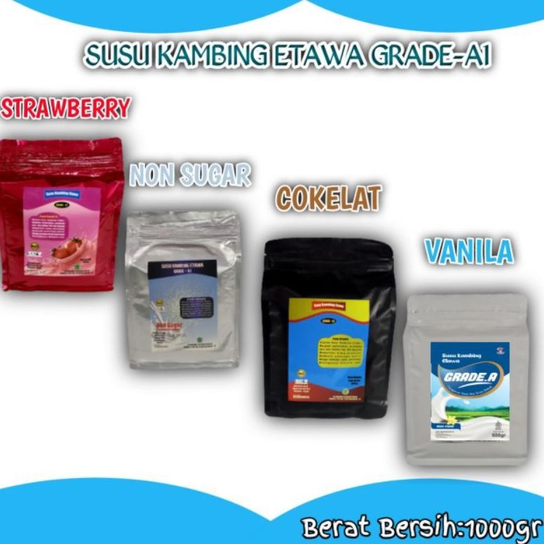 

MOCCA JAYA-SUSU KAMBING ETAWA BUBUK GRADE.A 1KG/1000GR RASA ORIGINAL, COKELAT, STROBERI DAN LOW/NON SUGAR.DLL Nugi
