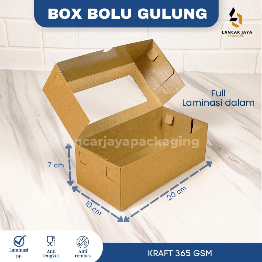 

Kkim Kotak Kraft Kemasan Bolu Gulung Cake Kue Mini Box Roti Bakar 20X10X7 Cm