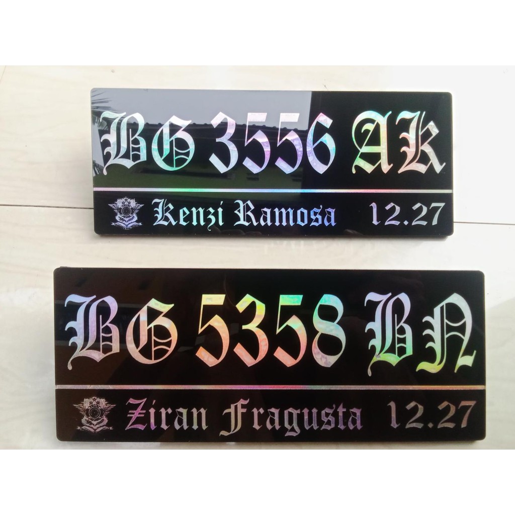 Plat nomor motor variasi keren akrilik + hologram custom ( satu )
