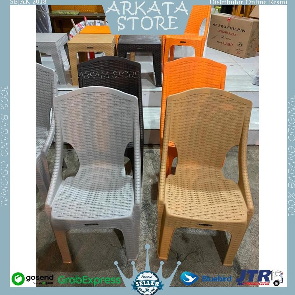 Terlaris Prc-221 Ra - Kursi Plastik Pangeran Napolly / Kursi Senderan Plastik Tangan Anyaman / Bangk