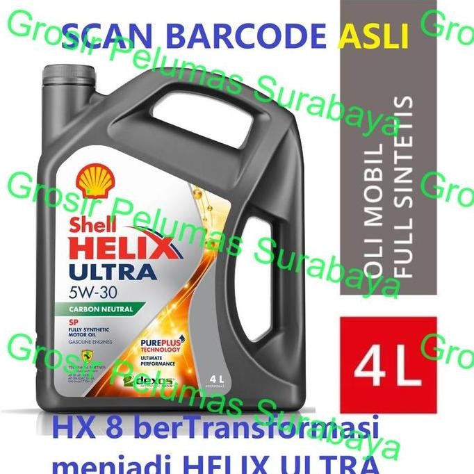 TERLARIS - Oli Mobil bensin Original Scan Barcode Shell Helix HX8 5w-30 4 ltr