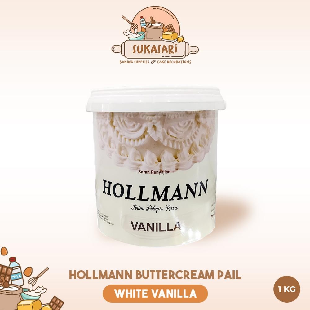 

Sukasari - Hollmann Buttercream 1kg pail, 500gr Repack / White Vanilla Butter Cream Putih Nugi