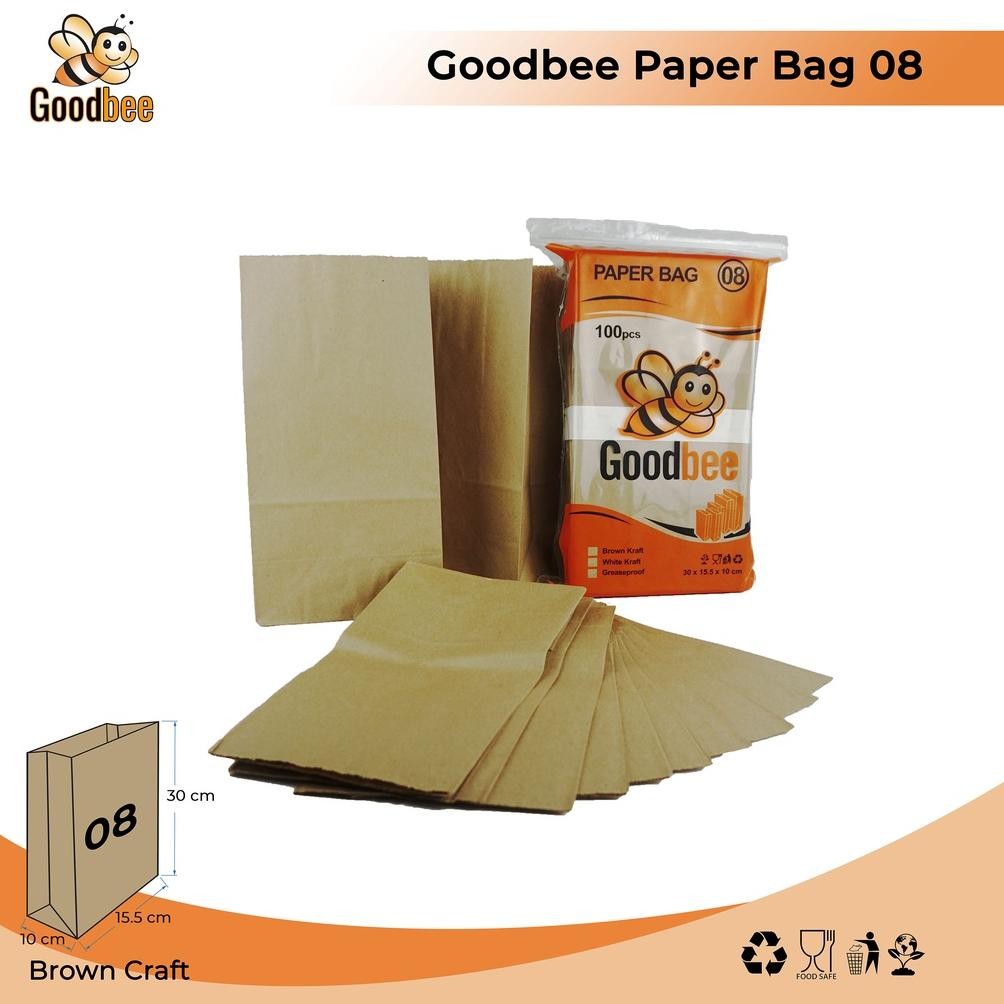 

PAPER BAG - SOS BAG KODE 08 - BROWN KRAFT - KANTONG KERTAS KENTANG ROTI - 100 PCS Nugi