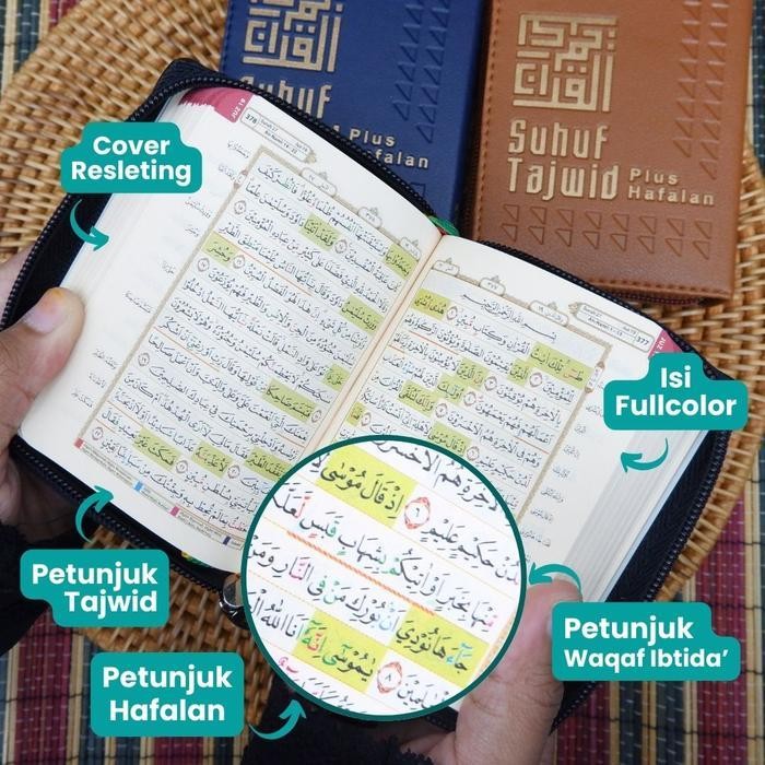 Kp Al-Qur'An Madinah A7 Mini Resleting  - Alquran Saku Travel 30 Juz Tajwid Warna Mushaf Al Quran Ke