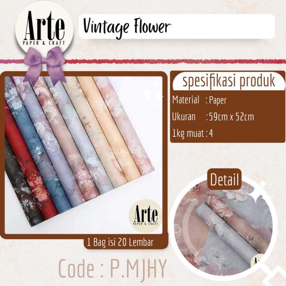 

15 Lembar Vintage Flower Kertas Buket Korea Bunga Flower Wrapping Paper Kado P.MJHY Nugi
