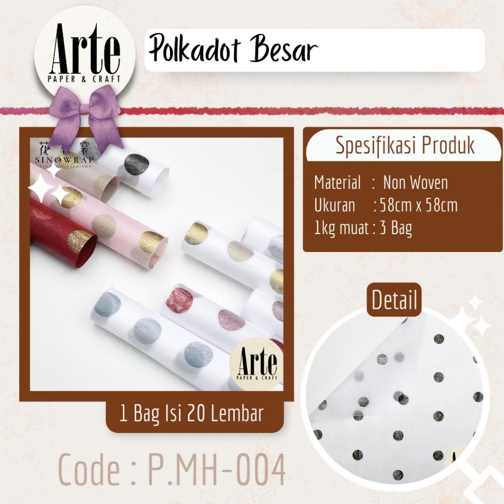 

20 Lembar Polkadot Besar Kertas Buket Korea Bunga Flower Wrapping Paper Kado Arte Grosir Jakarta P.MH-004 Nugi