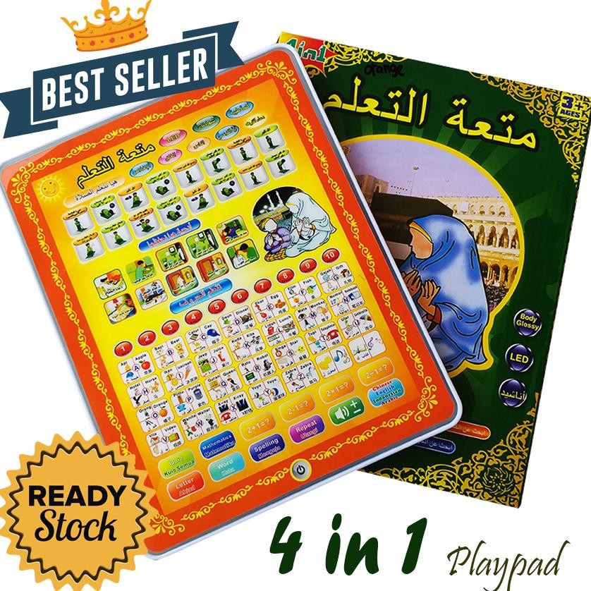 Mainan Anak Playpad Muslim LED 4 Bahasa Arab Indonesia Inggris Cina Lengkap Komplit Play Pad iPad Is
