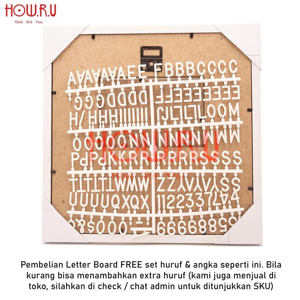 

Baru - HOW.R.U | 25x25 cm Letter Board Persegi Sudah Include Huruf / Papan Nama Bayi / Papan Menu / Dekorasi Rumah ,,