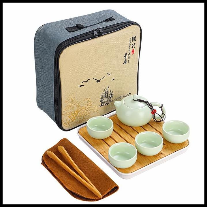 Chinese Tea Set + Case Teko Set Keramik Gift Set Kado Imlek Premium