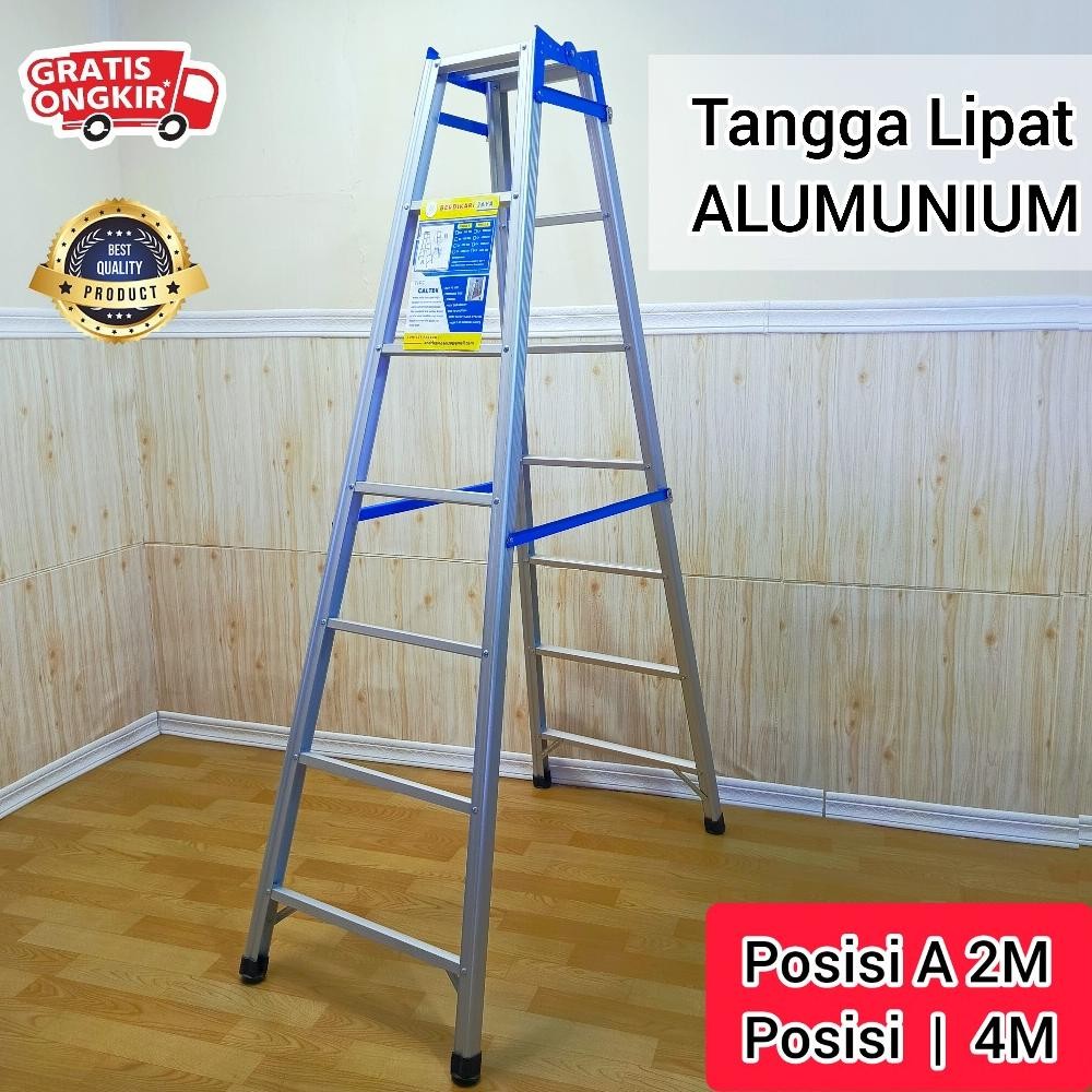 Terlaris Tangga Lipat 2 Meter Alumunium / Tangga 2 Fungsi Kuat Kokoh