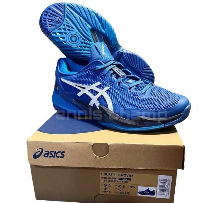 Sepatu Tenis Asics Court Ff3 Novak Tuna Blue Pure Silver/Asics Shoe Tennis Original Court Ff3 Tuna B