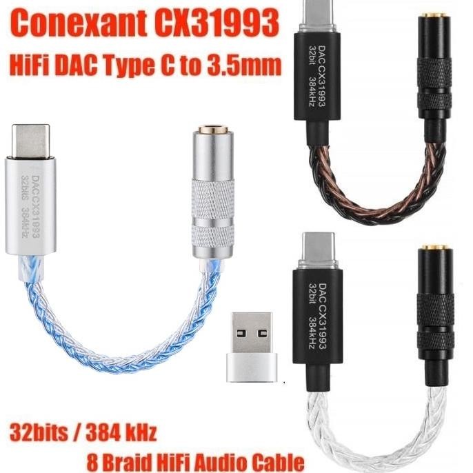 Terlaris Conexant Cx31993 Pro Hifi Dac Type C To Jack 3.5Mm Aux Audio Adaptor