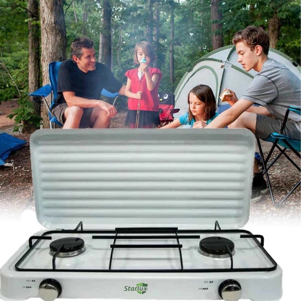 KINGME - STARLUX Kompor Gas Portable 2 Tungku Table Top Camping Stove - SGS-6002
