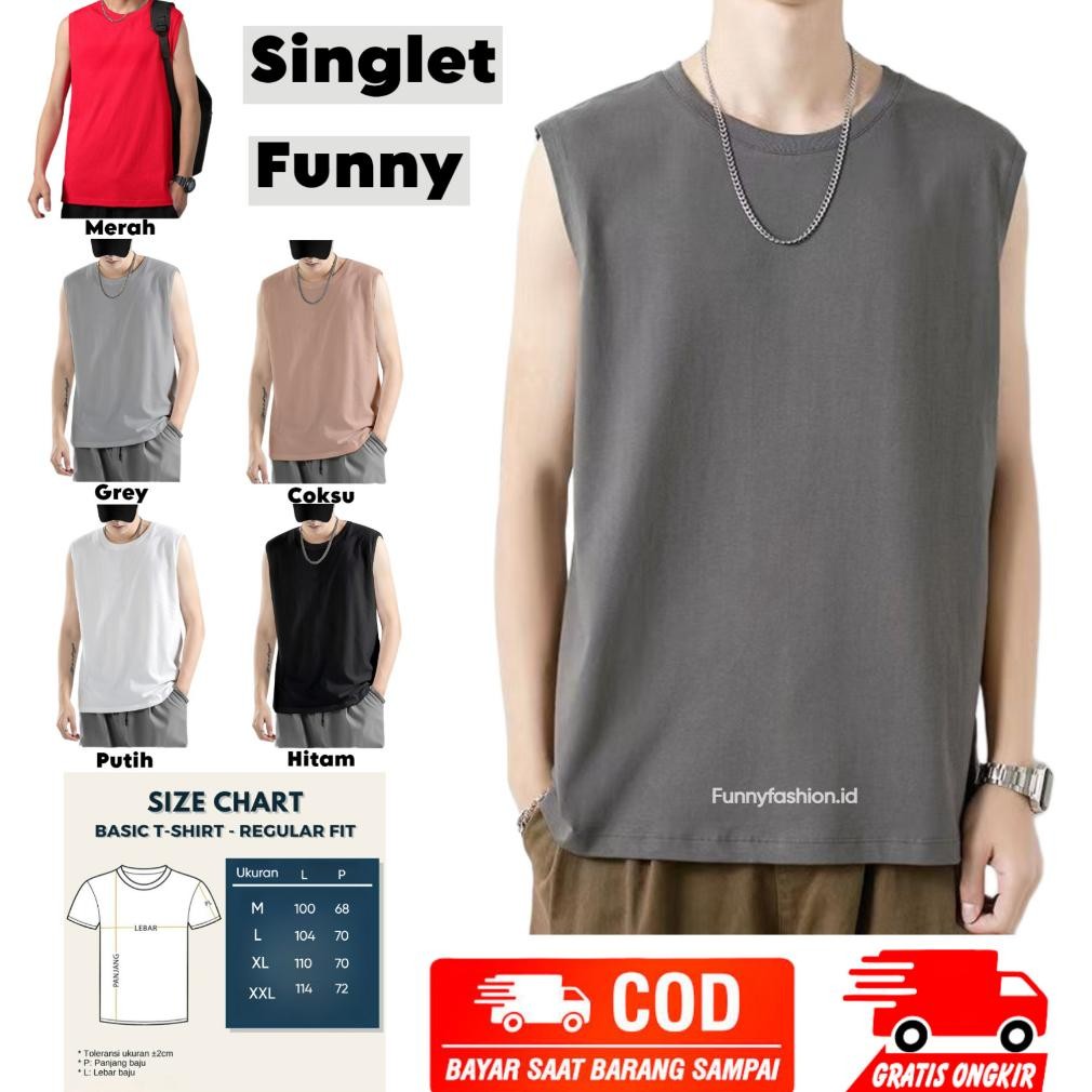 New Funnyfashion Singlet Pria Polos terbaru - Baju Oblong Pria Polos - Singlet Pria Keren - Singlet 