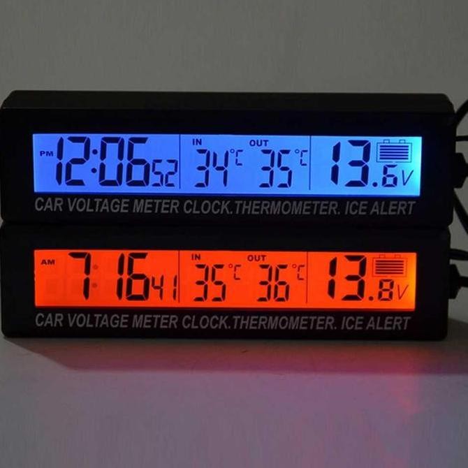 Jam Digital LCD Mobil dengan Thermometer Volt Meter Digital Mobil EC88