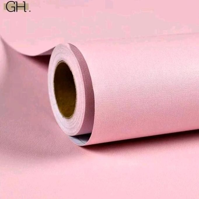 Wallpaper Dinding Kamar Tidur Motif Bertekstur Pastel Warna Pink Polos