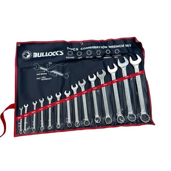 Kunci Ring Pas Bullocks 14 pcs/Bullocks 14 pcs Combination Wrench Anti Selip