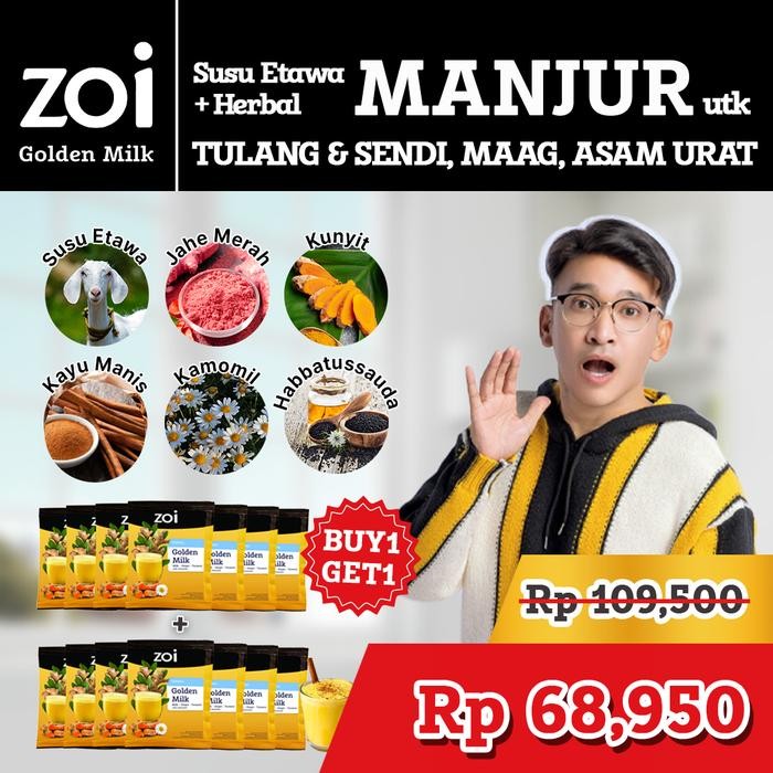 

New Beli 7 Sachet dapat 14 Sachet Ruben Onsu x Zoi Golden Milk Susu Herbal Susu Sehat Susu Kambing,