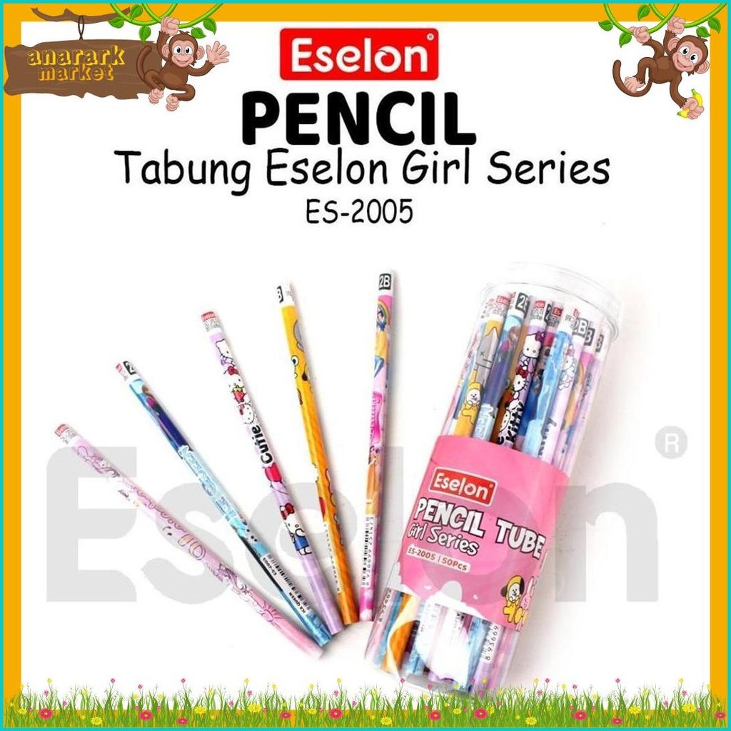 

50Pcs Pensil Karakter Eselon / 1 Tabung Pensil 2B Karakter Diskon Setengah Harga
