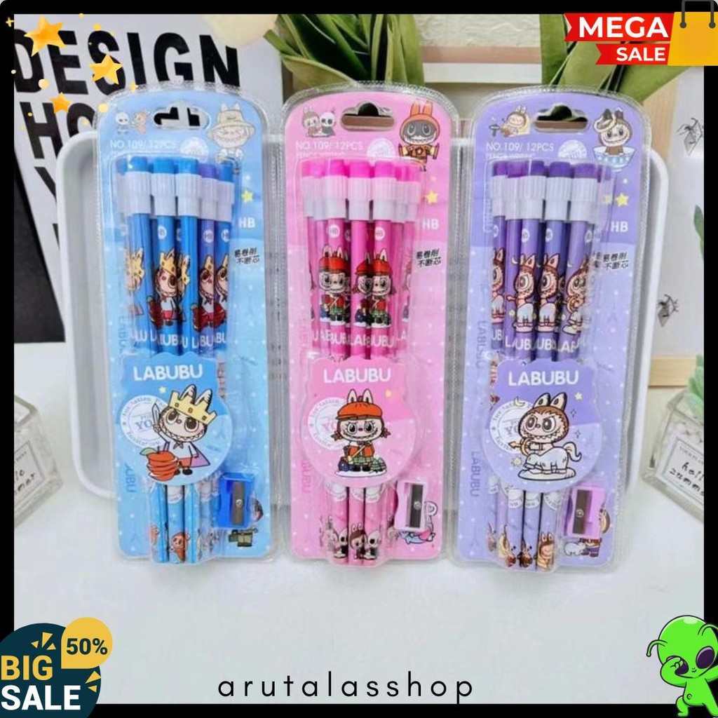 

1 Set 12 Pcs Pensil Anak Motif Capybara & Labubu / Set Pensil Anak Sekolah Lucu Capybara Premium Quality Flash Sale! Diskon Hingga 70%