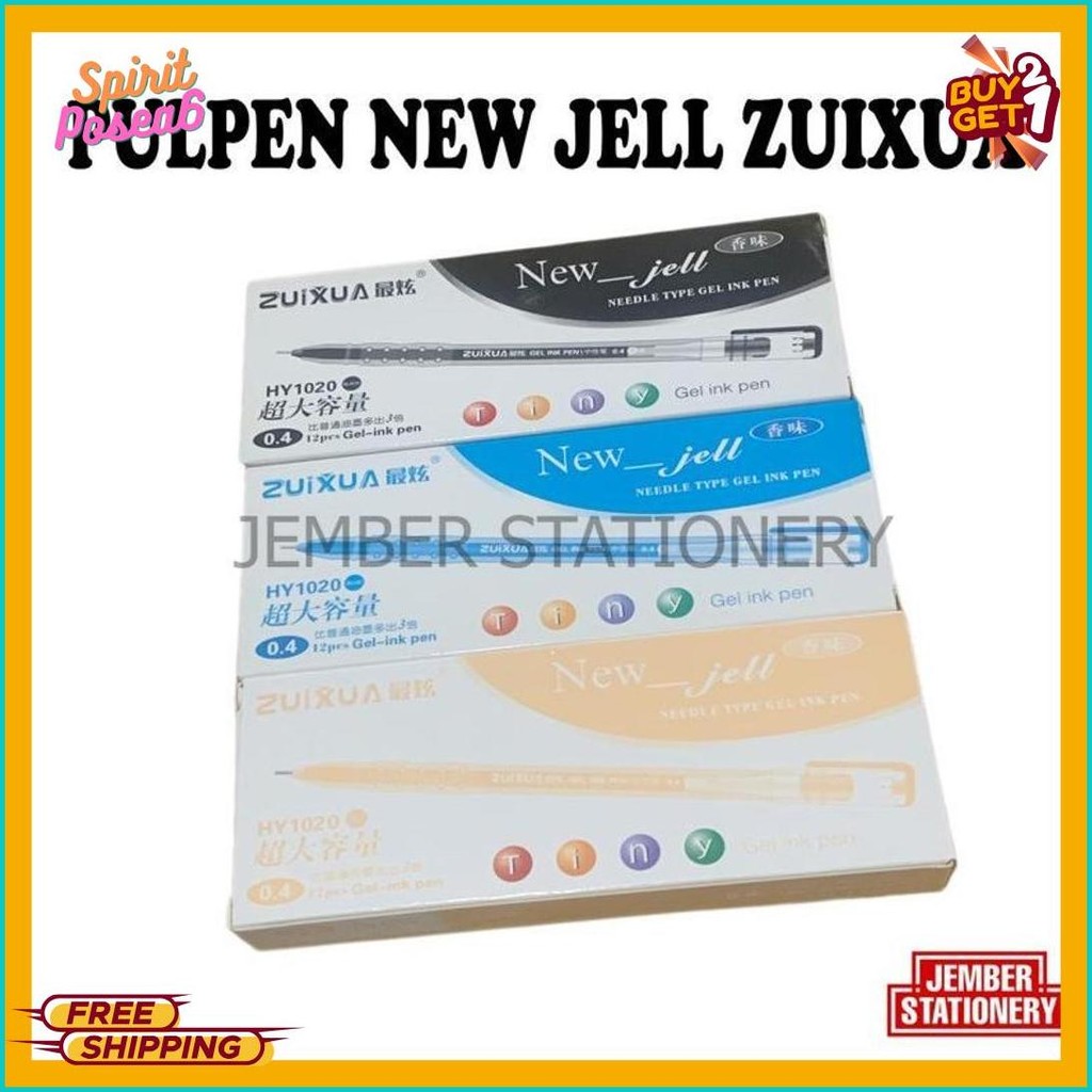 

(12Pcs) Bolpen New Jell Hitam Biru Merah / Gel Ink Pen Zuixua Apple Diskon Setengah Harga