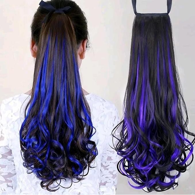 BARU  Ombre Ponytail Hairclip Highlight Rambut Lurus & Gelombang Panjang 50cm