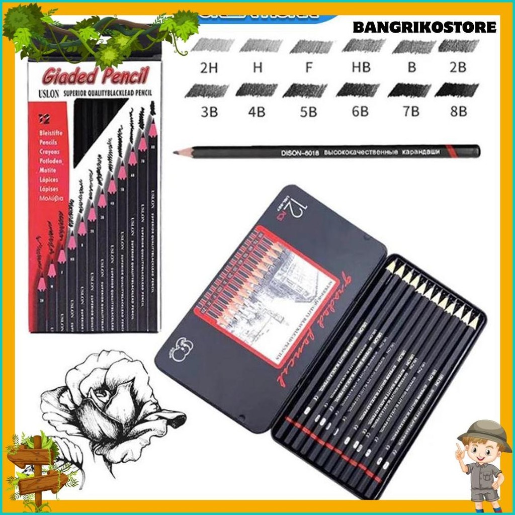 

12Pcs 2H-8B-Pensil Sketsa/Pensil Sketsa 1 Set/Pensil Menggambar/Set Pensil Sketsa/Pensil Khusus Menggambar Diskon