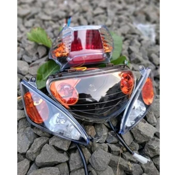 Paket Lengkap Custom Variasi Lampu Depan Mio SPORTY LAMA Set Sen Sepasang Kanan Kiri Dan Lampu Stop 