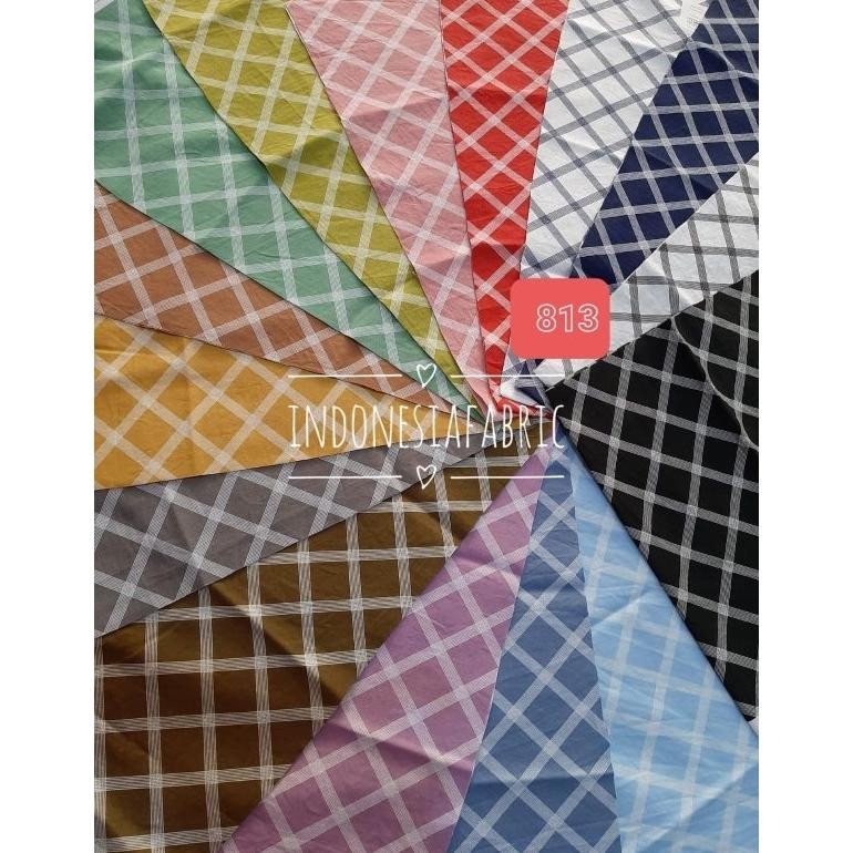 DB38>> Kain Katun Jepang motif Kotak 813 checkers japan cotton tokai senko ori bahan gamis tunik muk