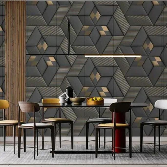 Promo Paket Hemat 5 Roll Wallpaper Sticker Dinding Kristal Cakra Batu Alam Geometris 3D Dekorasi Din