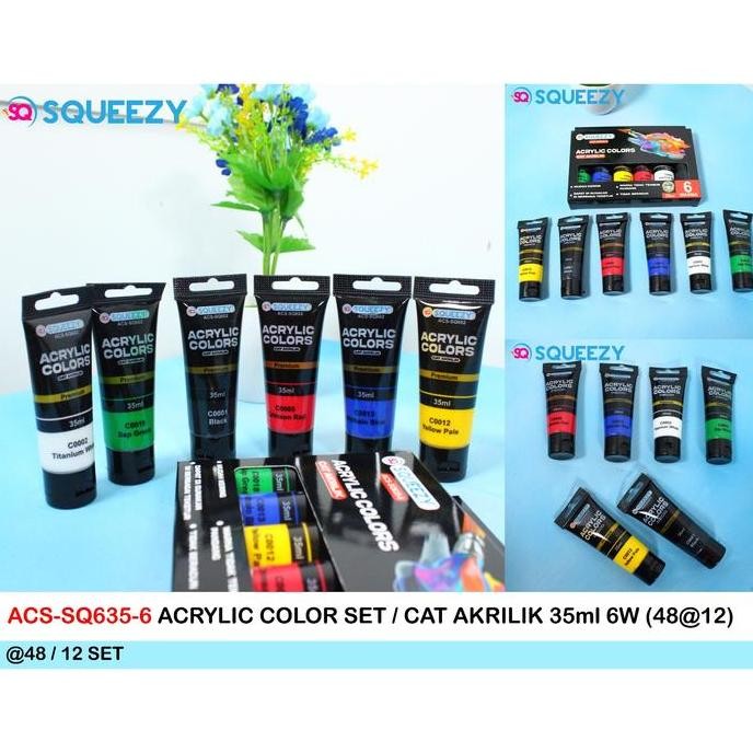 

Kualitas terbaik] cat acrylic akrilik set 6 warna merek squeezy 35 ml kualitas bagus