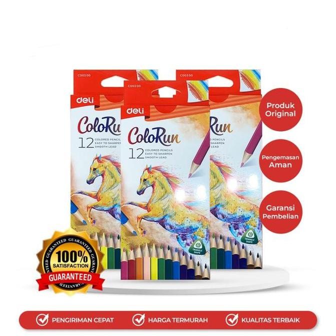 

best produk] pensil warna deli panjang 12 warna ( gambar kuda) kemasan dus ( syarat lomba gambar deli) no 1 di dunia ( merek deli)