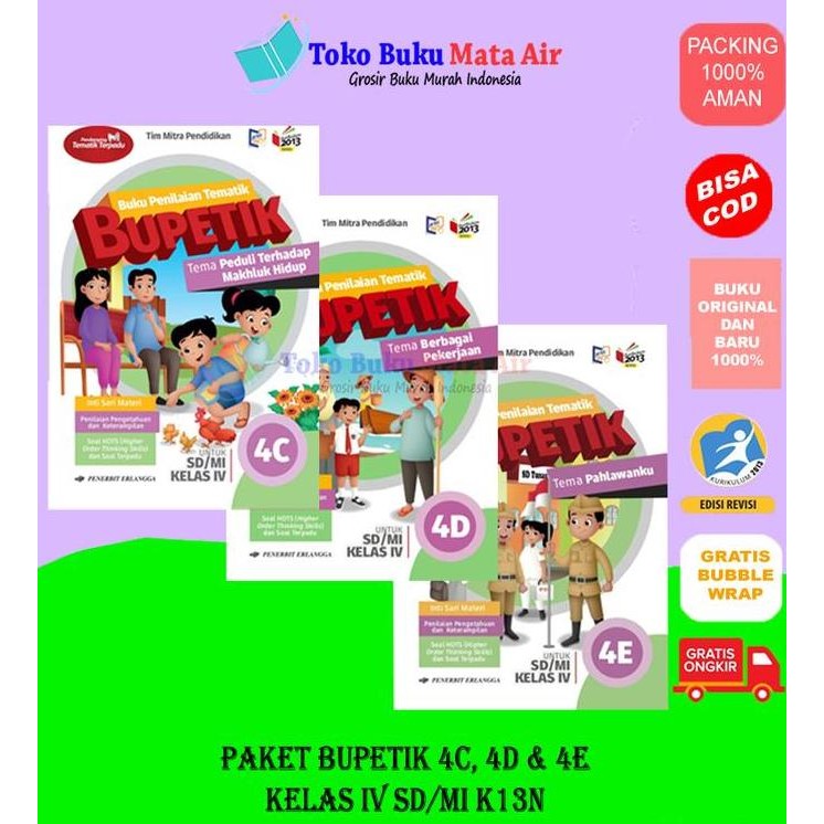 Pekan Promo Original Paket Bupetik 4C 4D & 4E Untuk Sd/Mi Kelas Iv K13N - Erlangga