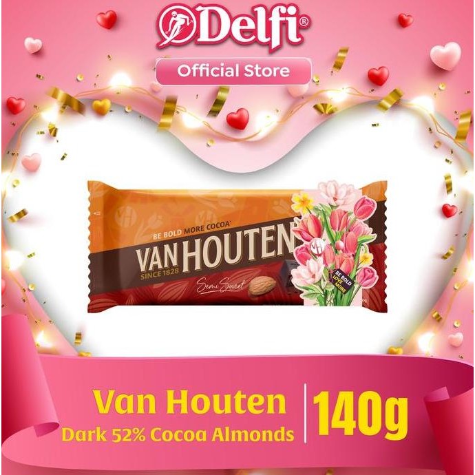 

Van Houten Semi Sweet Almonds 140g Cokelat Premium Dark Milk Valentine Termurah
