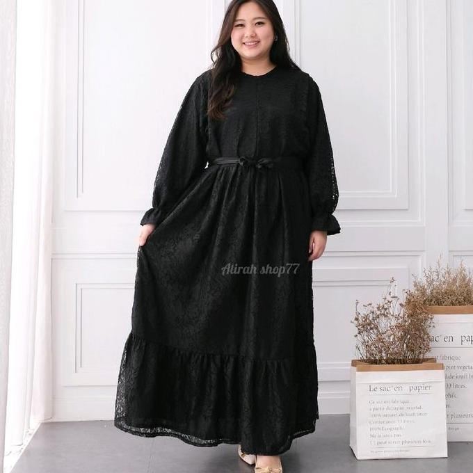 gamis abaya brokat jumbo Ld130 Ld140cm busui