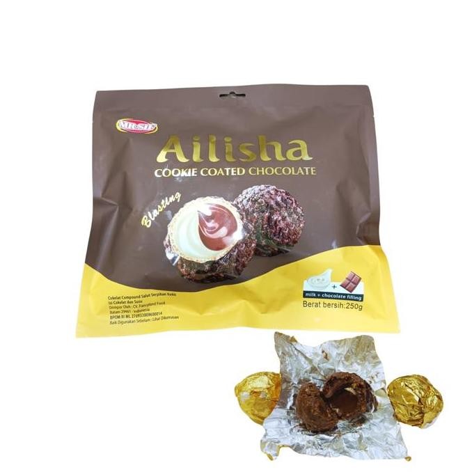

Coklat Ailisha Cookie Coated Chocolate Elshanum 200 gr Cokelat Turkey Original Termurah