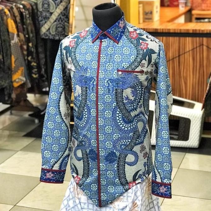 Batik pria smock sutra ATBM naga biru