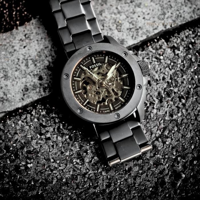 Jam Tangan Pria Fossil Machine Automatic Black Stainless Steel Mewah Sporty Original Me3080