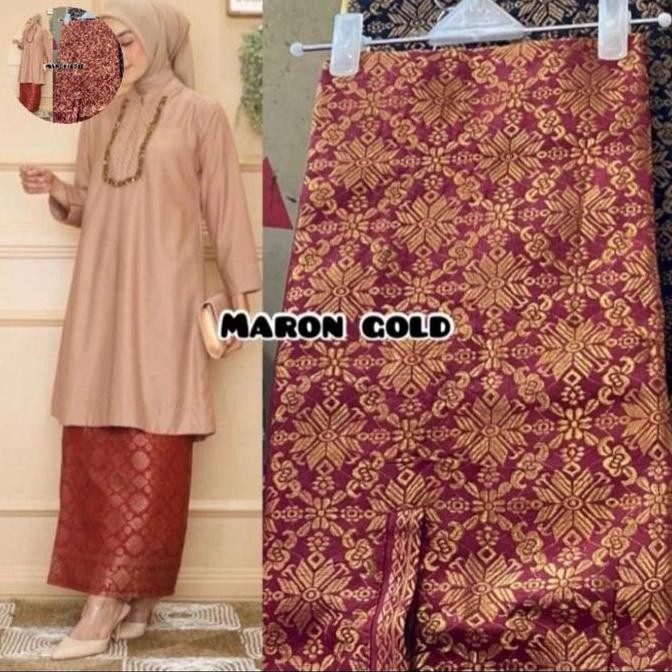 ROK SONGKET/ROK LILIT SONGKET/ROK BAWAHAN KEBAYA/ROK WARNA MAROON GOLD