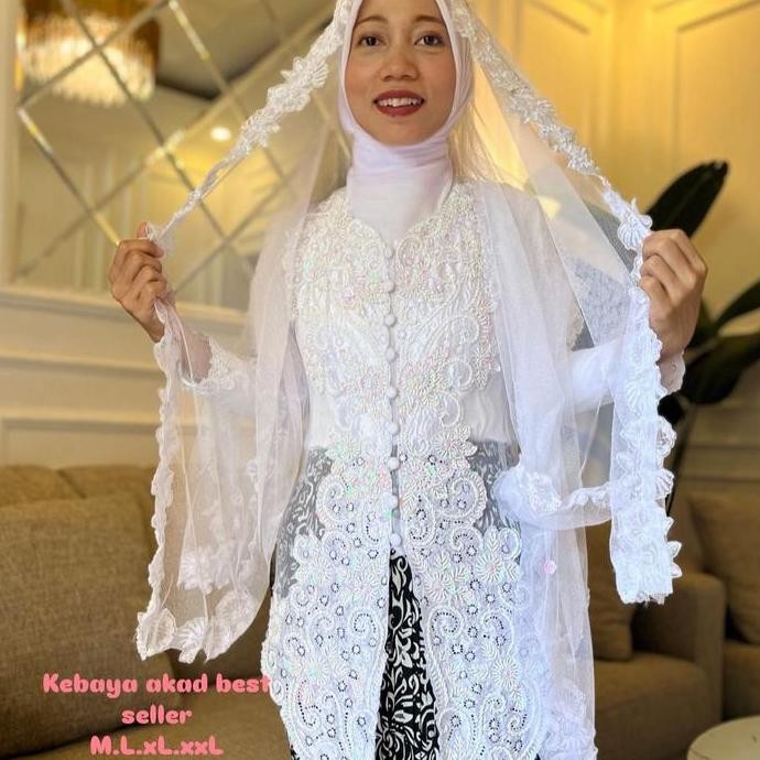 Kebaya akad putih/kebaya pengantin Wanita Mewah Payet