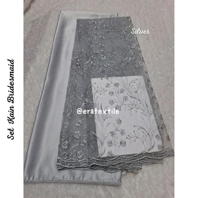 PAKET KAIN BRIDESMAID TILE DAN SATIN COKLAT MAHOGANY - SET KAIN PAKET BRIDESMAID TILE MUTIARA DAN FU