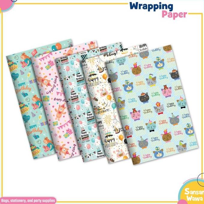 

Kertas Kado Kecil Wrapping Paper Sansan Wawa Grosir Min Order 1000 Lbr Kualitas Terbaik Harga Termurah