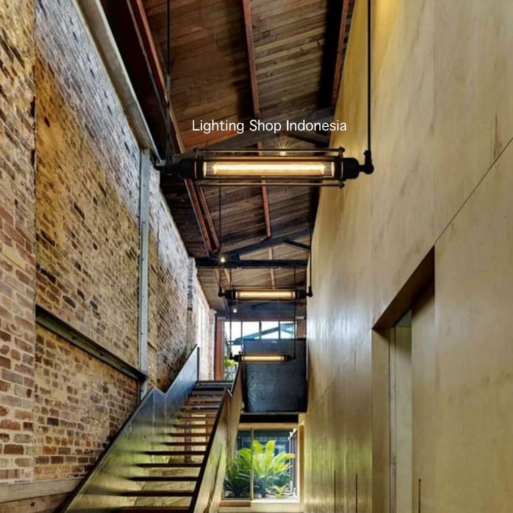 Lampu gantung panjang meja makan retro hias minimalis + lampu t9