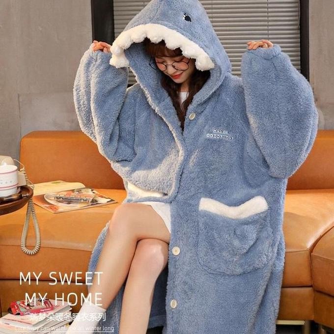 Baju Kostum Onesie Piyama Shark Biru Yukata Model Dress Gaun Rok Kigurumi Cosplay Pesta