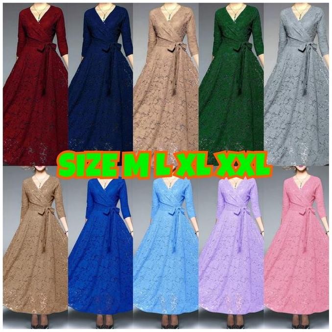 Dress brukat Pesta/ ICHA M L XL XXL / Long dress wanita korea/ Dress natal gereja / gaun brokat corn