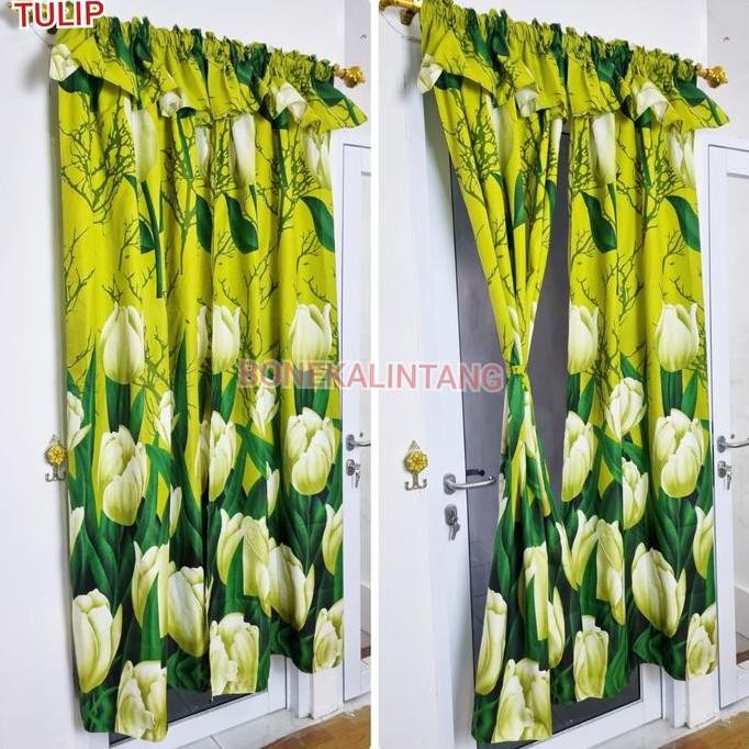 BL GORDEN PINTU MODEL SERUT TINGGI 200 CM MOTIF TULIP HIJAU